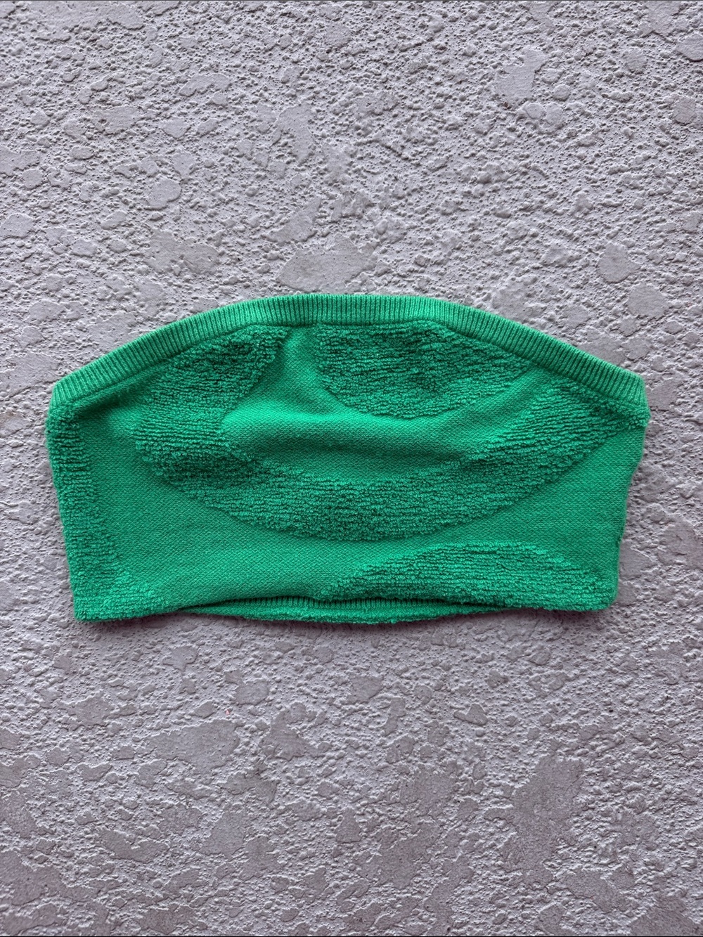 Kelly Green Textured Knit Strapless Bandeau Crop Top XS